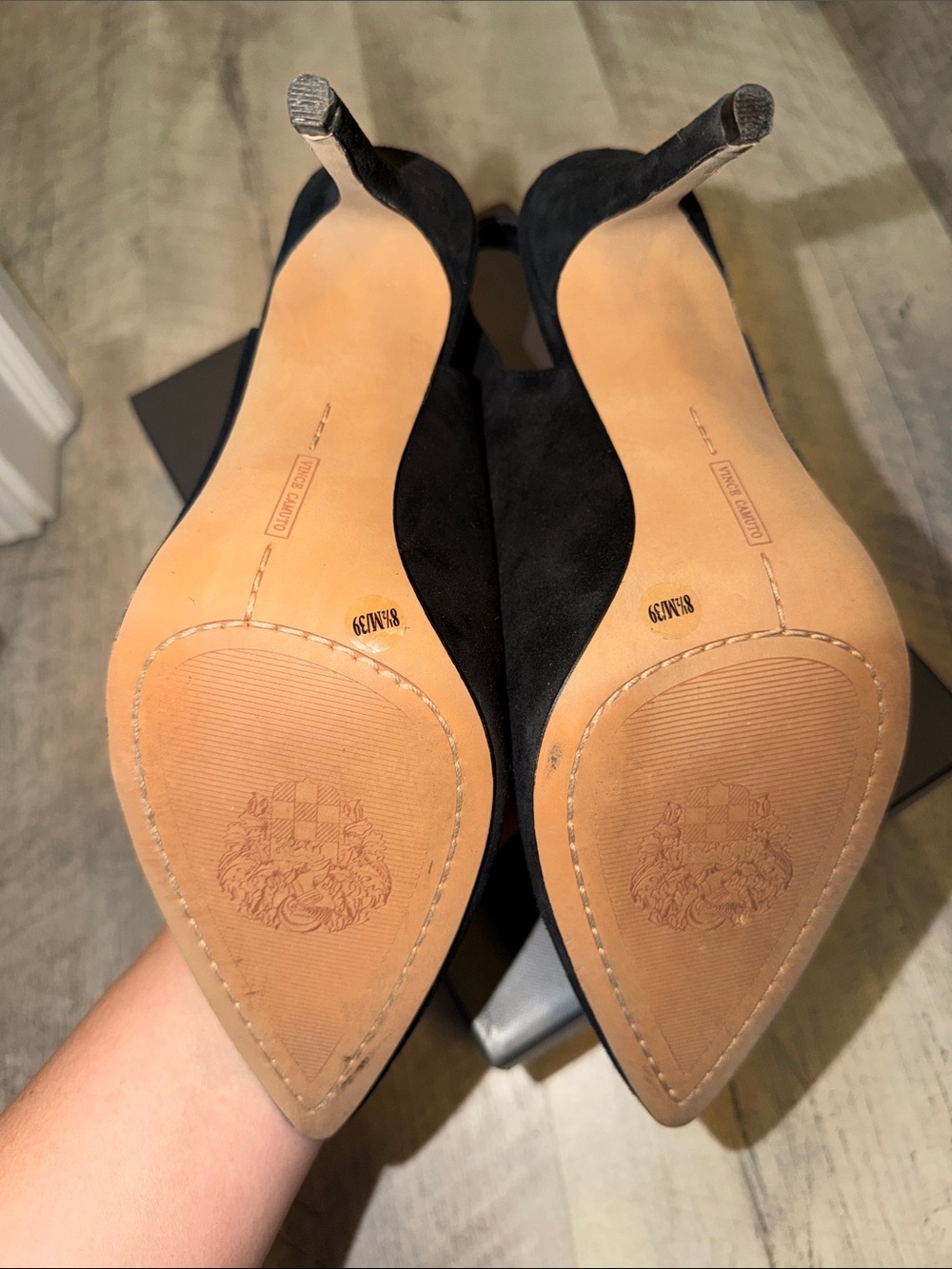 Vince Camuto Black Suede Alleema Slingback Pointed-Toe Pumps - Picture 6 of 10